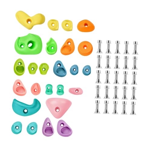 kowaku 25 Pieces Rock Climbing Holds Wall Grips for Kids Adult Rock Wall Holds Climbing Rocks for Exercise Gym Playground Anti Slip