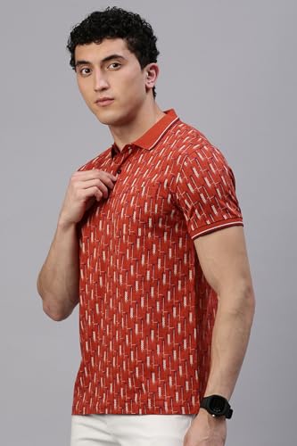 Image of Classic Polo Men's Half Sleeve Polo Neck Slim Fit All Over Print T-Shirt