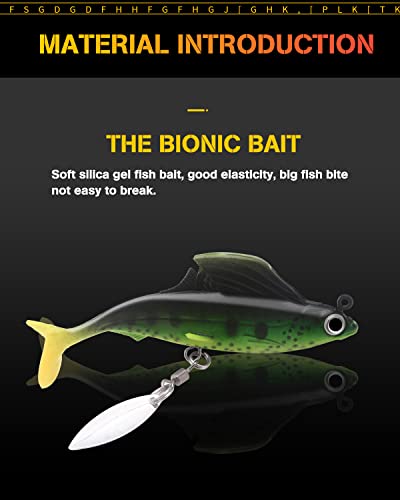 Soft Plastic Swimbaits With Rotating Leaves, Weedless Jig With Paddle Tail, Fishing Lures For Bass Crappie Walleye Pickerel Muskie Pike #TOP2