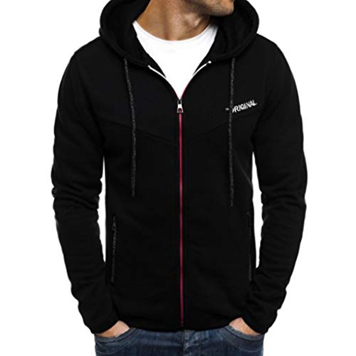 Hombres Otoño Invierno Sudadera con Capucha Casual Cremallera Manga Larga Hoodie Abrigo Top Cosy Chaqueta Deportiva Pullover 2019 riou