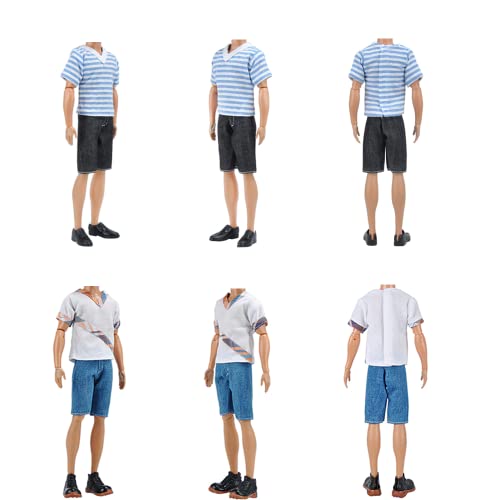 E-Ting 10-Item Fantastic Pack = 5 Sets Fashion Casual Wear Clothes Outfit With 5 Pair Shoes For 12 Inch Boy Doll Random Style (Casual Wear Clothes + Military Uniform) #TOP4