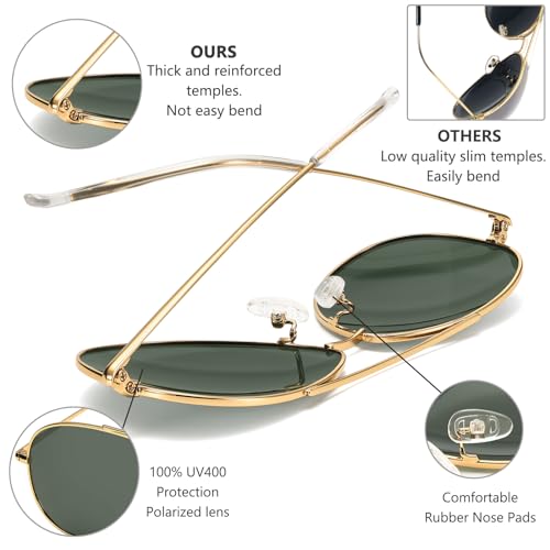 IOHLNG Aviator Sunglasses for Women Men Polarized Pilot Sunglasses Military Shades Vintage Classic Metal Sun Glasses3
