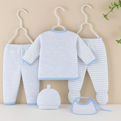 Image of New Born Baby Winter Wear Keep Warm Baby Clothes 5Pcs Sets Cotton Baby Boys Girls Unisex Baby Fleece /Falalen or Flannel Suit Infant New Born Night Suits