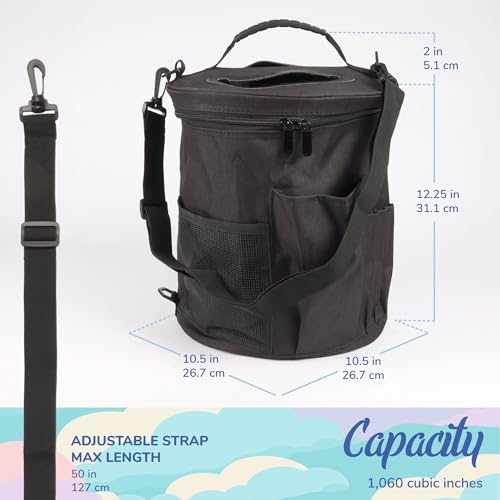 Image of BambooMN JubileeYarn Cylindrical Fabric Yarn Storage Tote Bag - Black - 1 Bag
