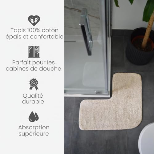 Tapis de douche d'angle incurvé 80x80 antidérapant Funvalley camel - 4