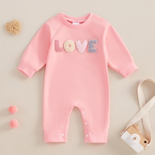 ZyHwShine Baby Girl Valentines Outfit Clothes LOVE Jumpsuit Romper 0 3 6 12 18 Months Baby Coming Home Clothes2