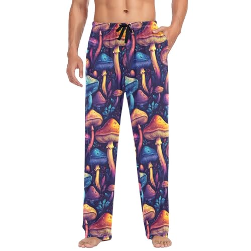 Fantasy Psychedelic Mushrooms Men Cotton Flannel Pajama Pants Mens Lounge Sleep PJ Bottoms S
