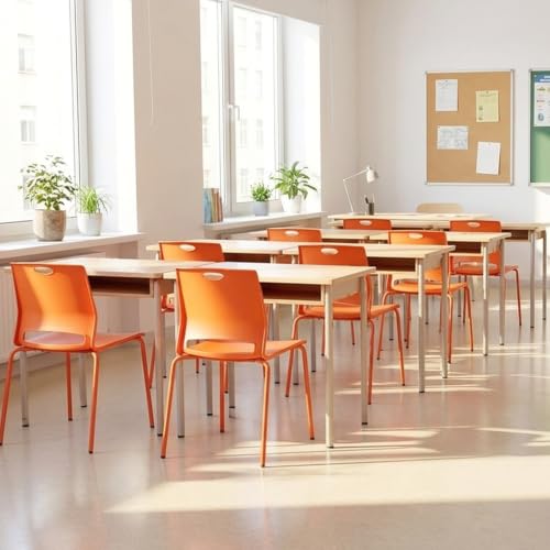 Image of Sidanli Armless Stacking Chairs Set of 8, Heavy Duty Metal Frame, Orange