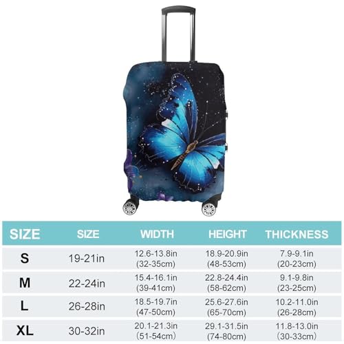 Galaxy Blue Butterfly Luggage Cover, Washable Elastic Suitcase Cover Protector Fit 18-32 Inch Luggage2
