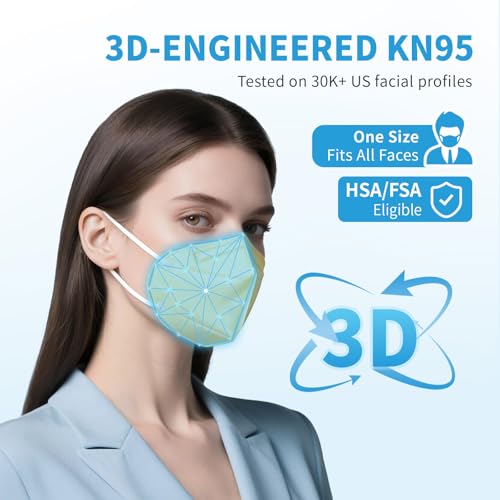 Image of akgk KN95 Face Mask 50 PCS, Breathable Protection Masks, 5-Ply KN95 Yellow Masks, Cup Dust Safety Masks