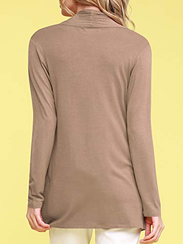 Image of Lock and Love Women's Draped Front Open Asymmetrical Cardigan - Casual Long Sleeve Lightweight Duster
