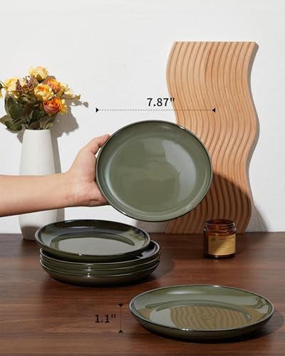 Image of Pokini Ceramic Dinner Plates Set of 6, 8inch Salad, Dessert Plates Dishes