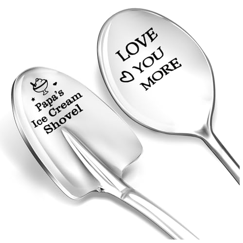 Lot de 2 petits cadeaux pour papa, anniversaire, Noël, pelle à crème glacée, cuillère à café, cadeau unique de fête des pères de la part de sa fille et de son fils, cadeaux cool pour papa qui vous