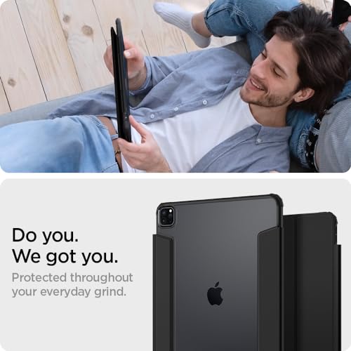 Image of Spigen for iPad Pro 12.9 inch Case M2 6th Generation (2022) / 5th Generation (2021), Ultra Hybrid Pro with Clear Transparent Back and Pencil Holder, Black