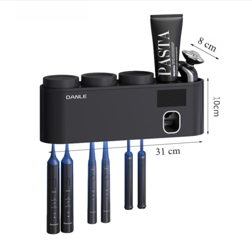 Desinfectante inteligente UV para cepillos de dientes y portavasos, esterilizador UV-C inalámbrico con tecnología de detección automática, soporte de pared impermeable y sin taladro, duración de la