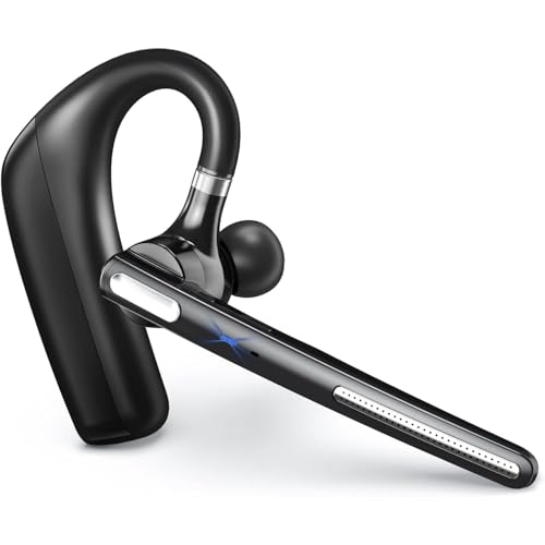 Bypeanis Bluetooth Headset, Wireless V5.4 Bluetooth Earpiece with Dual Noise Cancellation Mic with iPhone and Android, 110H Talktime Hands-Free Headphone for Trucker/Business/Office (Black)