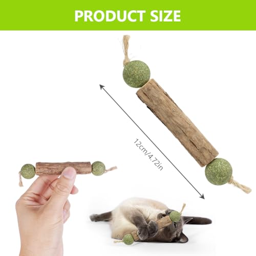 OSDUE Katzenminze Sticks, 6 Stück Matatabi Kausticks mit Ball Katzenminze Spielzeug Katzen Kauhölzer Sticks für Katzen Zahnpflege & Gegen Mundgeruch Natürlich Sicher Katzensticks Kausticks Set
