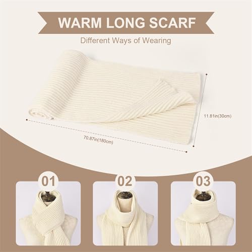 Womens Winter Beanie Hat Scarf Touchscreen Gloves Set Knit Warm Skull Caps Long Neck Scarves for Women Men4