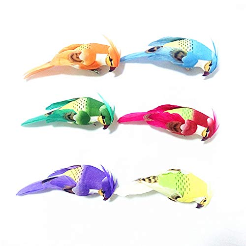 LWINGFLYER 6pcs Foam Birds Feather Artificial Simulation Parrot Ornaments DIY Craft for Wedding Decoration Home Garden Party Accessories 12cm/4.72inch Metal Clip