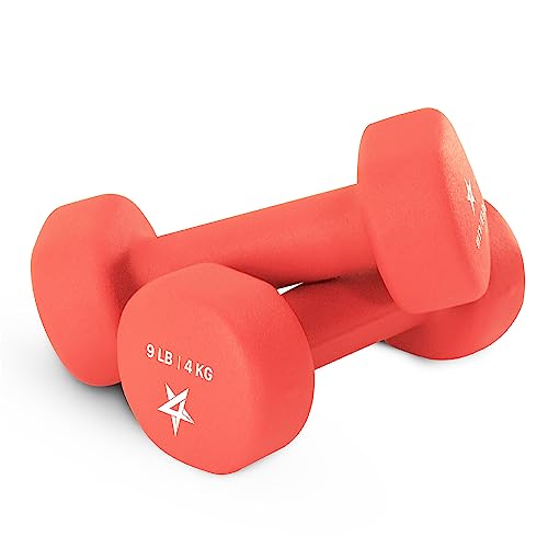 Yes4All 9 lbs Dumbbells Neoprene with Non Slip Grip Great for Total Body Workout Total Weight: 18 lbs (Set of 2)