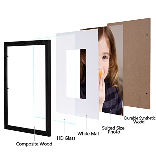 Eletecpro 8X10 Picture Frame Set Of 6, High Definition Glass - Display Pictures 5X7 With Mat And 8X10 Without Mat For Tabletop Or Wall Decor, Black #TOP1