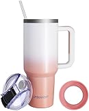 URBANNEST 40 oz Tumbler with Handle and Straw - Leak-Proof Stainless Steel Cup for On-the-Go Refreshment（Parfait Ombre）