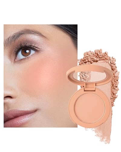 Blush Poudre, Nude Abricot Finition Mate Naturelle, Longue Durée Waterproof Fard a Joue, Pigmenté Intense Veloutée Blush Crème, Utilisable Fard a Joue et Fards à Paupières, Cadeau Maquillage Femme-02