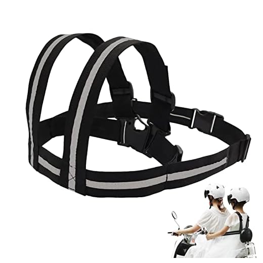 Arnês de segurança para motocicleta infantil | Arnês para crianças ajustável com alças de faixa reflexiva,Cinta de assento de motocicleta infantil respirável material refletivo em preto Fovolat