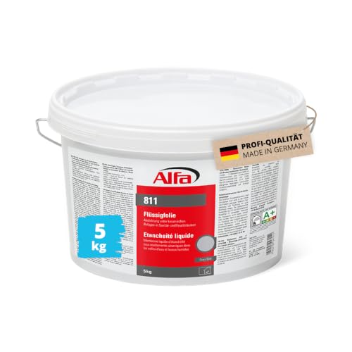 Alfa Flüssigfolie grau 5 kg - Abdichtung unter keramischen Belägen in Sanitär- und Feuchträumen Dichtmasse Fliesenabdichtung Badabdichtung Küchenabdichtung Dichtfolie