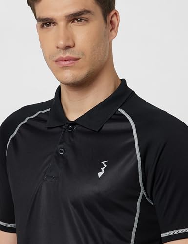 Image of CAHOOT Men's Black Ombre Polo Neck Short Sleeve Regular Fit T Shirt for Active Wear