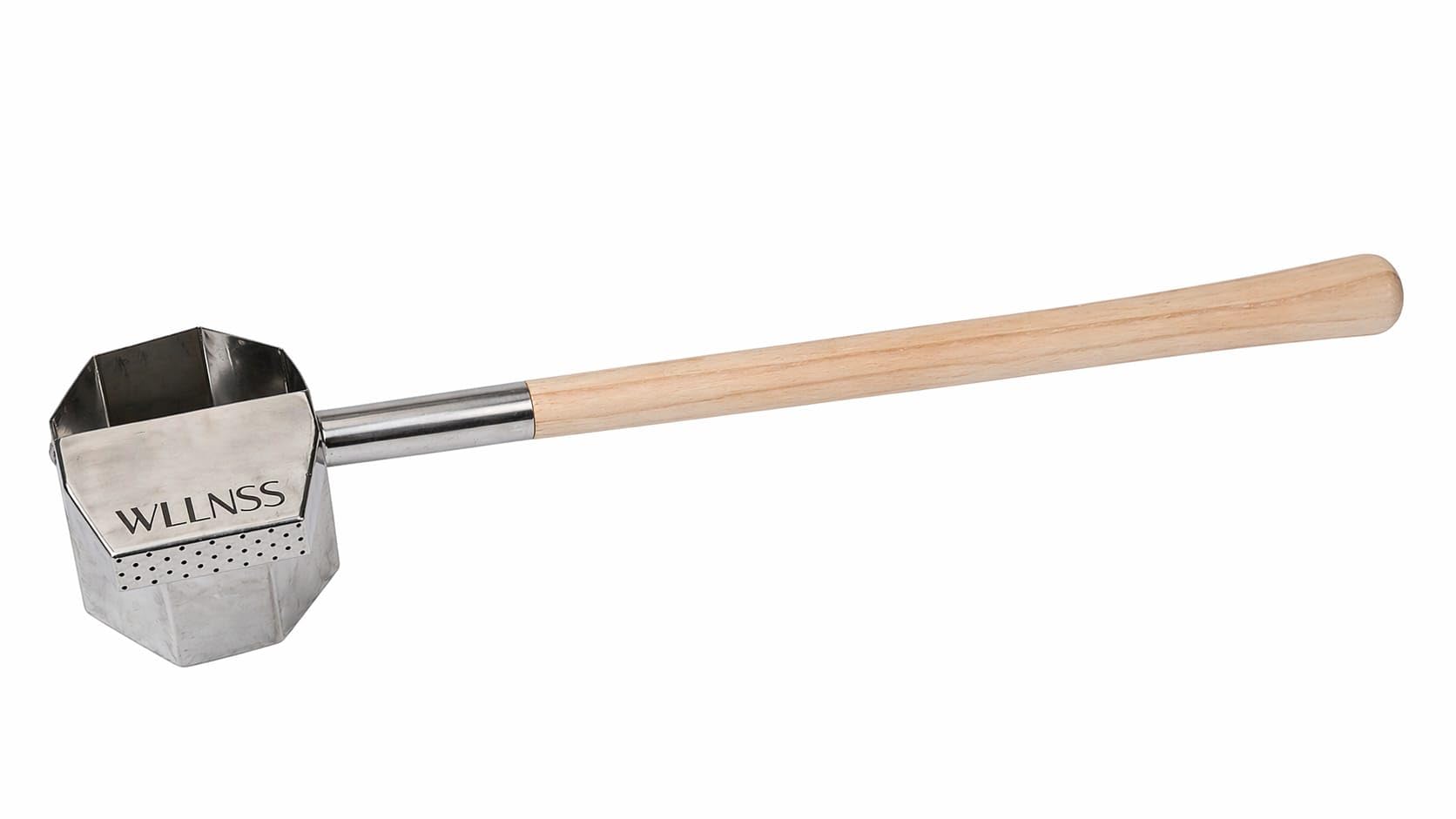 Saunakelle mit Regeneffekt 500 ml – Große Edelstahl Aufgusskelle mit langem Holzgriff – Gleichmäßiger Saunaaufguss – Premium Sauna Zubehör im Geschenk Beutel
