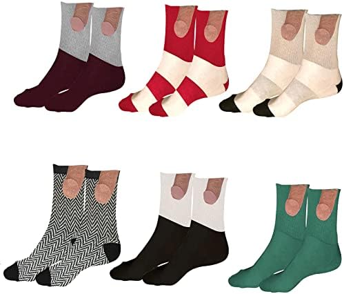 MoneRffi Show off Socks, 2/3/6 Pairs Fun Men and Women Casual Socks, Fashion Funny Pattern Novelty Long Socks Gifts For Men Women
