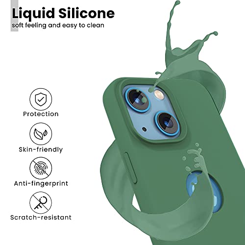 Image of Vaku Luxos Liquid Silicon Logo-Cut for iPhone 14 Plus Cover Case, Soft TPU, Shockproof, Scratch Resistant, 6 Feet Drop Protection, Compatible with iPhone 14 Plus Back Cover - Pine Green