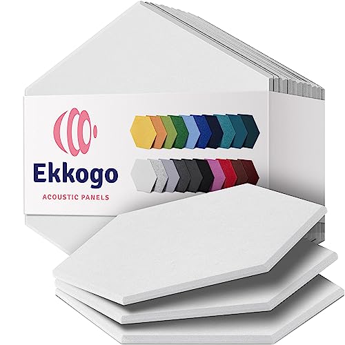 Image of Acoustic Panels 12-Pack Soundproof Wall Panels 14 inchX12.1 inchX0.4 inch Sound Panels High Density Sound Dampening Panels - [White Hexagon]