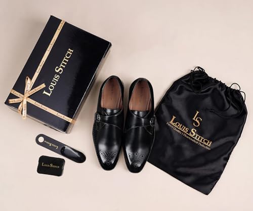 Image of LOUIS STITCH Formal Shoe for Men | Single Monk Strap | Handmade Patina Finish | Comfortable for Business Casual, Every Day, Parties (LSSXSM)