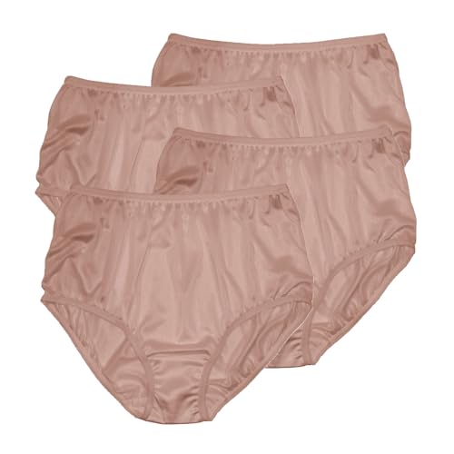 Teri Lingerie Women's 100% Nylon Full Coverage Panties, Mocha, 9