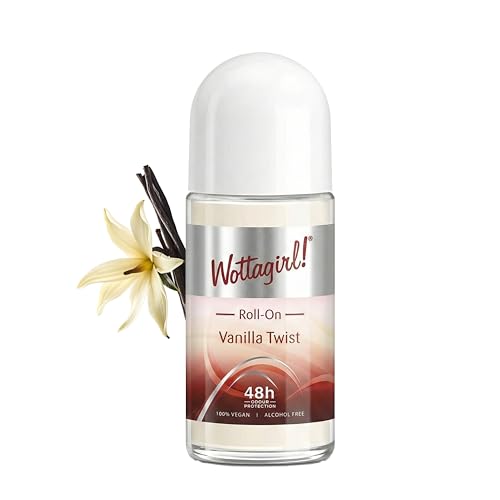 Image of Layer'r Wottagirl 100% Vegan Vanilla Twist Roll On for Women 50ml | Alcohol-free 48H odour protection with creamy coconut, lily & vanilla notes. 100% vegan roll on for daily freshness.