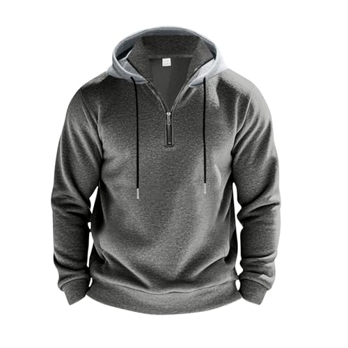 Fall Winter Fashion Hoodies for Men Long-sleeved Half-zip Fleece Lined Thick Sweatshirt with Pocket4