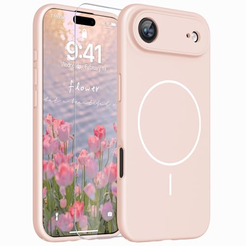 Image of Magnetic for iPhone Air Case,Shockproof Matte Cover,Cute Pink | with Screen Protector,Compatible with MagSafe,Military Grade Drop Protection,Full Camera Protection,Non-Slip Design Case
