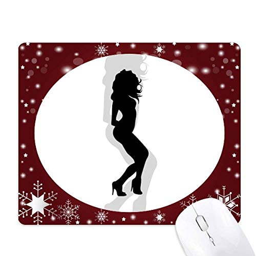 Tapis de souris femme aux cheveux frisés avec flocons de neige pour bureau