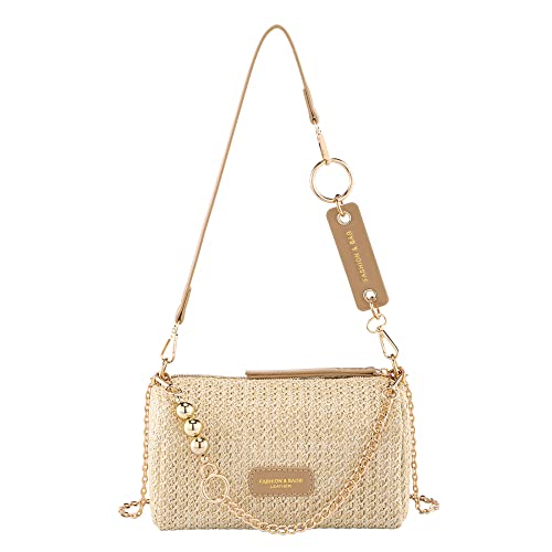 Bolso de hombro cilíndrico de paja para mujer verano
