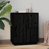 UYSELA Home Furniture - Aparador de jardín (60 x 34 x 75 cm, madera maciza de pino), color negro