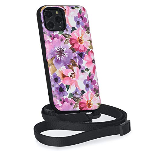 TORU CX Cross iPhone 11 Pro Wallet Case Pattern Floral with Hidden Credit Card Holder ID Slot Hard Cover, Crossbody Strap, Mirror & Lightning Adapter for Apple iPhone 11 Pro (2019) - Garden Flowers