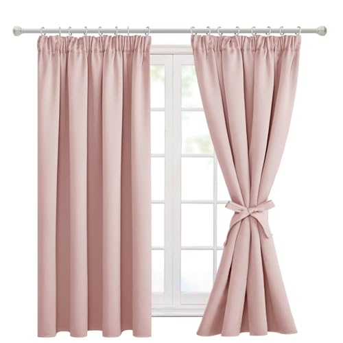 Hiasan Pencil Pleat Blackout Thermal Insulated Curtains, Bedroom and Living Room with Tiebacks