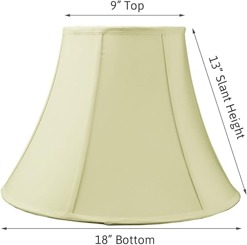 Miniatura 2 de Pantalla de campana Shantung de 9 x 18 x 13.5 pulgadas con instalador de araña de latón, perfecta para lámparas de mesa y piso, grande, cáscara de