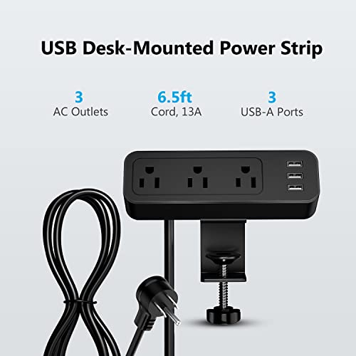 Desk Power Strip JSVER Desktop Charging Clamp, Desk