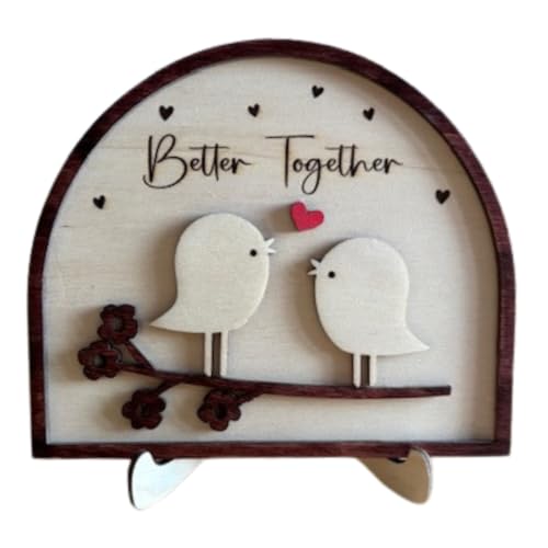 Personalized Love Birds Framed Couple Sign, Custom Baltic Birch Wood