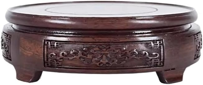 Bonsai Pedestal Vase Pedestal Stands Wooden Base Bracket Solid Wood Crafts Ornaments Vase Buddha Statue Bonsai Teapot Incense Burner Chassis Frame Round Planter Stand Plant Holder