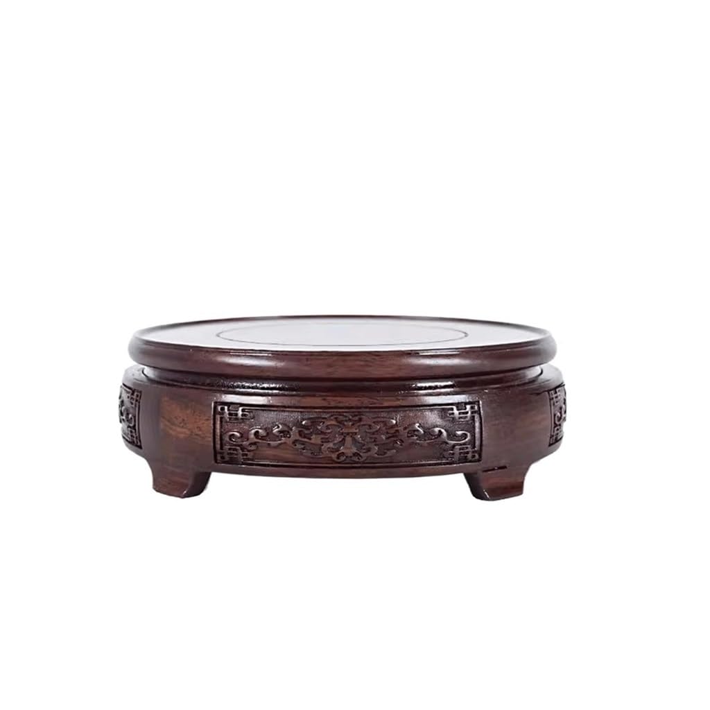 NEBE Plant Stand Indoor Wooden Base Bracket Solid Wood Crafts Ornaments Vase Buddha Statue Bonsai Teapot Incense Burner Chassis Frame Round