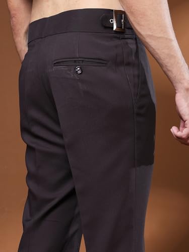Image of Mens Beige Gurkha Pants with Classic Buckle Closure Premium Casual Bell Bottom Trousers for Men High Waist Pleated Formal & Casual Wear Pant Stylish Retro Flared Bottom Pant
